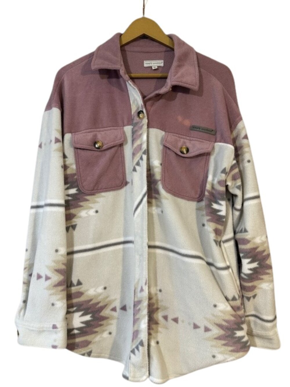 Simply Southern Lumber Jill Shacket Pink Aztec Fleece Jacket Shacket